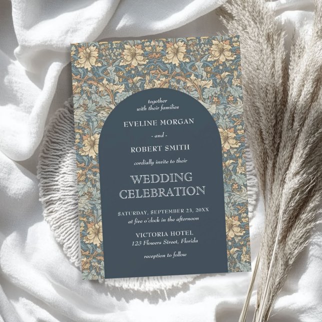 Trendy light pastel muted colours floral Nouveau Invitation (Trendy light pastel muted colors floral Nouveau Invitation)