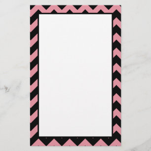 Trendy Light Pink and Black Chevron Pattern Stationery