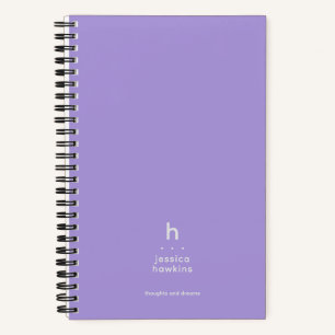 Trendy Light Purple Modern Monogram Notebook