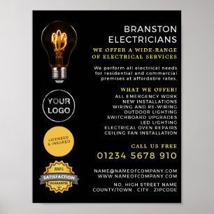 Trendy Lightbulb, Electrician Advertising Poster