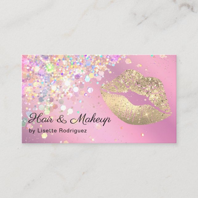 Trendy Lilac Glitter Sprinkle Makeup Artist Business Card (Front)