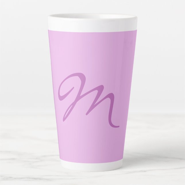 Trendy Lilac Orchid Colour Monogram Initial Letter Latte Mug (Front)