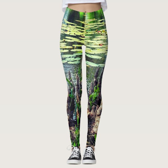 Trendy Lily Pad Camouflage Look  Leggings (Front)