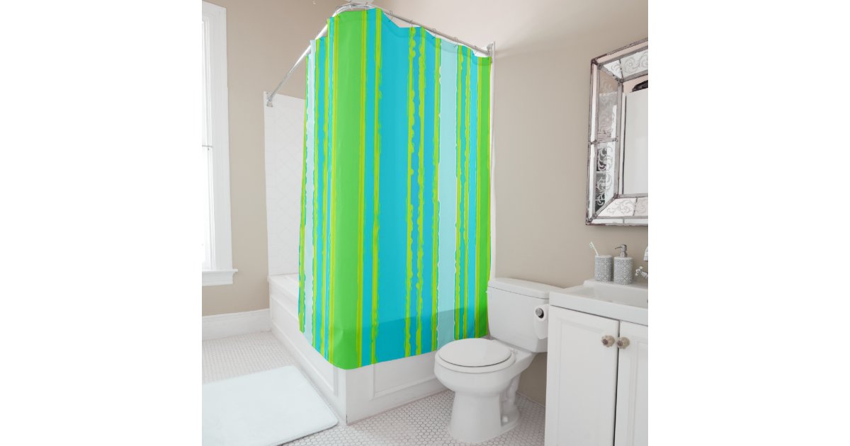 Trendy Lime Green Aqua Turquoise Stripes Pattern Shower Curtain Trendy Lime Green Aqua Turquoise Stripes Pattern Shower Curtain Zazzle Co Uk