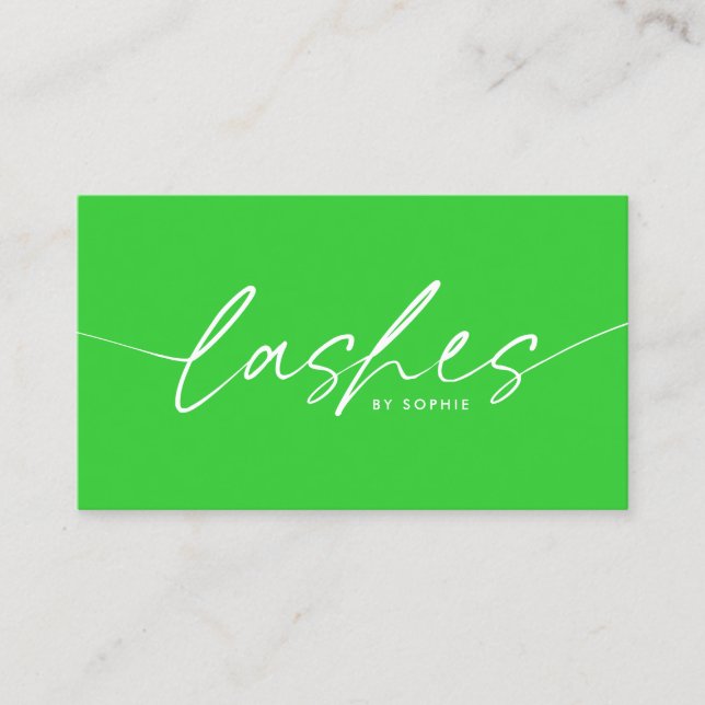 Trendy Lime Green Eyelash Extensions Lashes  Business Card (Front)