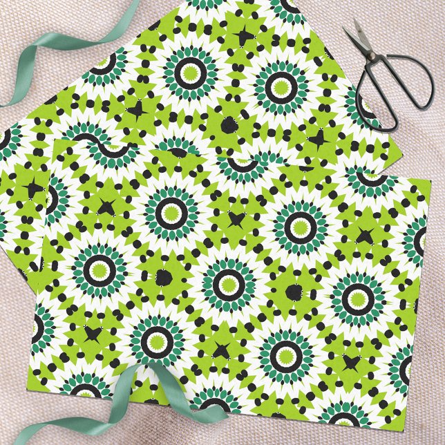 Trendy Lime Green White & Black Geometric Pattern Tissue Paper (Creator Uploaded)