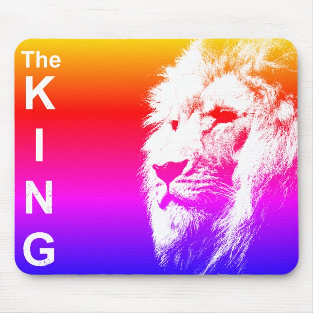 Trendy Lion Head Pop Art Picture The King Template Mouse Mat (Front)
