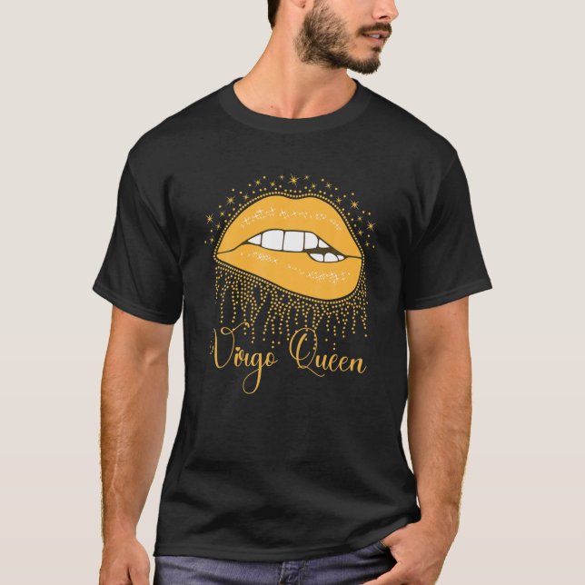 Trendy Lip Biting Virgo Queen Lips Drip Graphic De T-Shirt (Front)