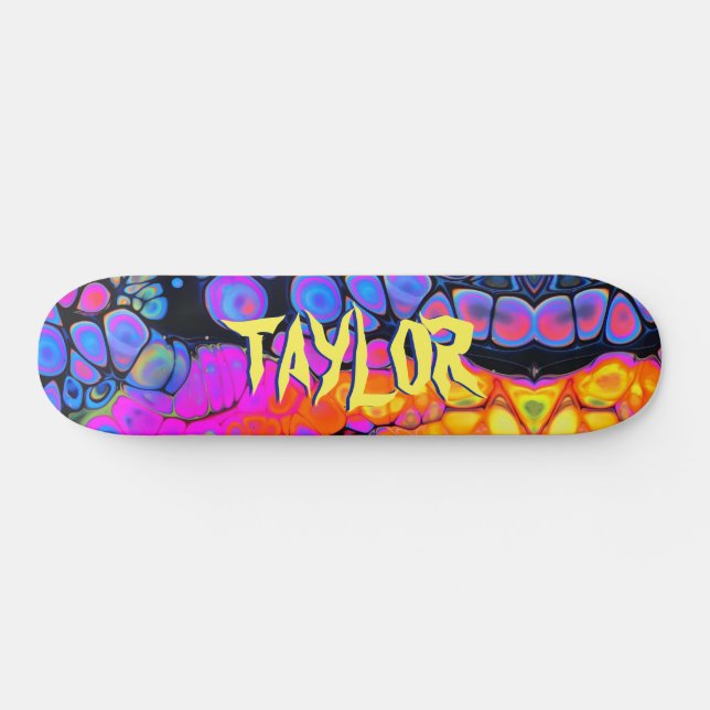 Trendy Liquid Cell Abstract, Personalised Name Vs2 Skateboard (Horz)