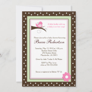 Trendy Little Birdie Baby Shower 5x7 Invitation