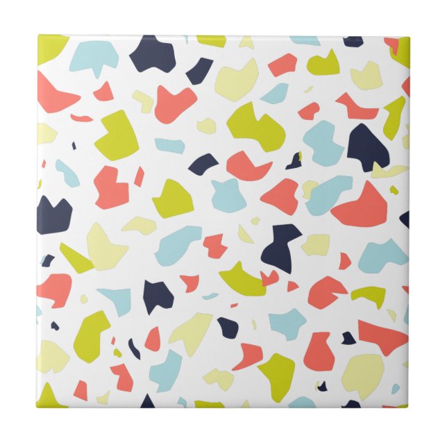 Trendy Living Coral Chartreuse Terrazzo Pattern Tile (Front)