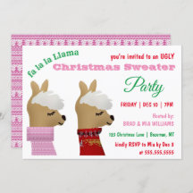 Trendy Llama Pink Christmas Sweater Party