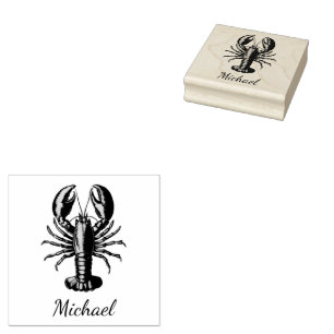 Trendy Lobster Personalised  Rubber Stamp