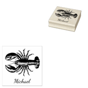 Trendy Lobster Personalised  Rubber Stamp