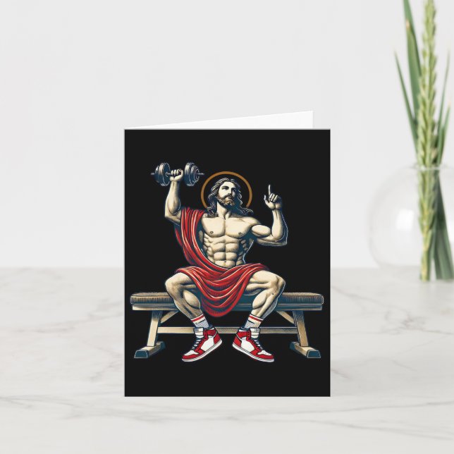 Trendy Lord Jesus Bodybuilding Workout Jesus Lifti Card (Front)
