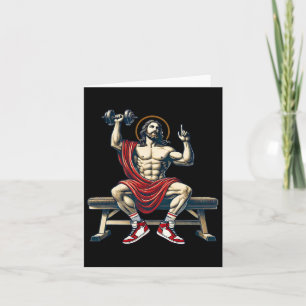 Trendy Lord Jesus Bodybuilding Workout Jesus Lifti Card