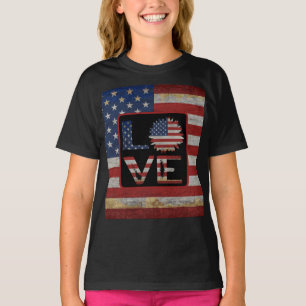 TRENDY LOVE AMERICAN FLAG DISTRESSED USA FLAG T-Shirt