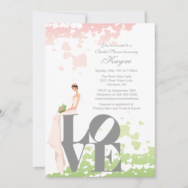 Trendy Love Bride Bridal Shower Invite (Front)