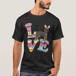 Trendy Love Bunny Doberman Eggs Hunting Happy East T-Shirt