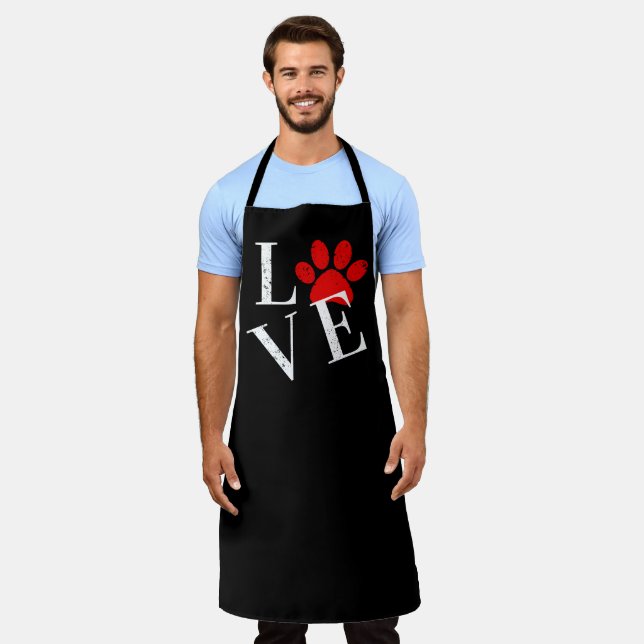 TRENDY LOVE DOG PAW   APRON (Worn)