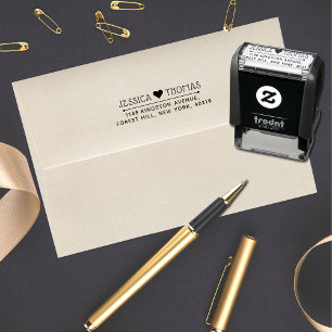 Trendy Love Heart Custom Name & Address Self-inking Stamp