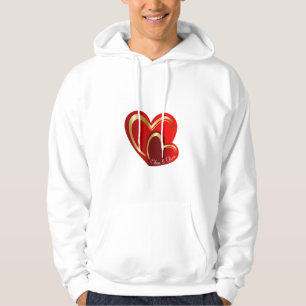 Trendy Love Red Hearts Personalised Boyfriend Gift Hoodie