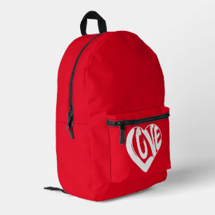 Trendy Love Typography Red And White  Printed Backpack