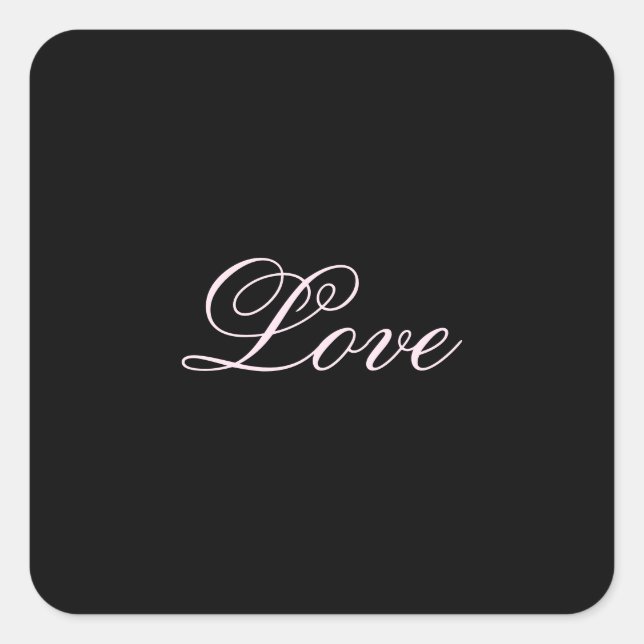 Trendy Love Wedding Calligraphy Script Black Square Sticker (Front)