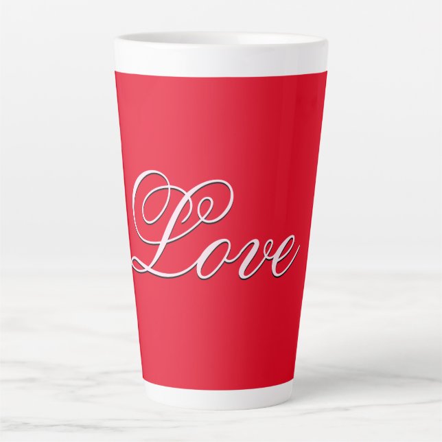 Trendy Love Wedding Calligraphy Script Red Latte Mug (Front)