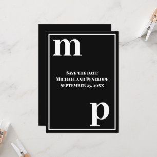 Trendy Lower Case Monogram Black Save the Date Invitation