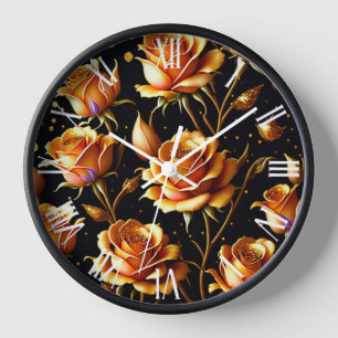 Trendy Luxury Big Gold Rose Collection Clock