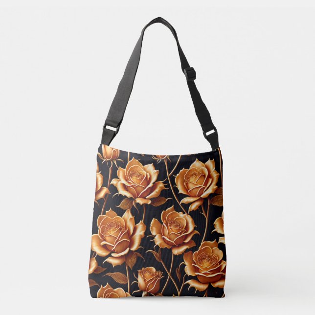 Trendy Luxury Boho Gold Rose Collection Crossbody Bag (Front)