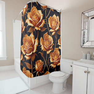 Trendy Luxury Boho Gold Rose Collection Shower Curtain
