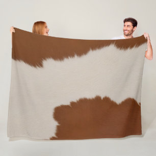 Trendy Luxury Elegant Faux Cow Leather Collection Fleece Blanket