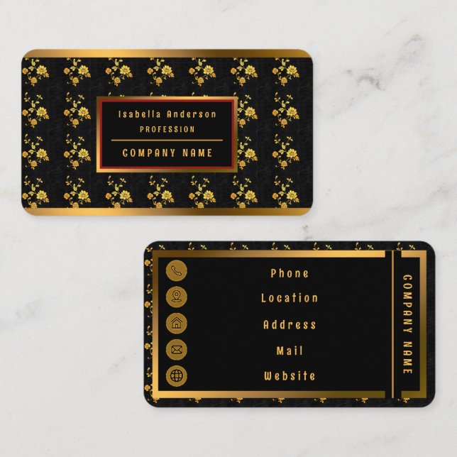 Trendy Luxury Elegant Floral Collection Business Card (Front/Back)