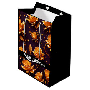 Trendy Luxury Gold Boho Rose Collection Medium Gift Bag