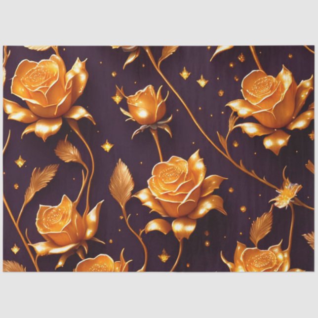 Trendy Luxury Gold Boho Rose Collection Tissue Paper (Front)