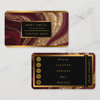 Trendy Luxury Gold Burgundy Collection Business Card