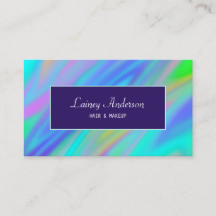 Trendy luxury green blue purple faux holographic business card