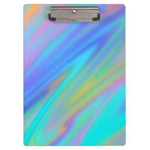 Trendy luxury green blue purple faux holographic clipboard