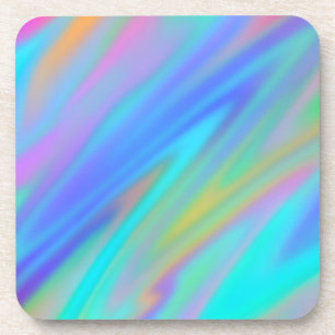 Trendy luxury green blue purple faux holographic coaster