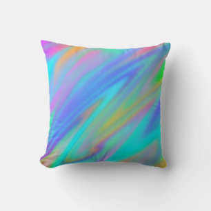 Trendy luxury green blue purple faux holographic cushion