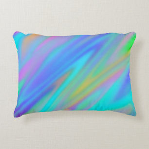 Trendy luxury green blue purple faux holographic decorative cushion