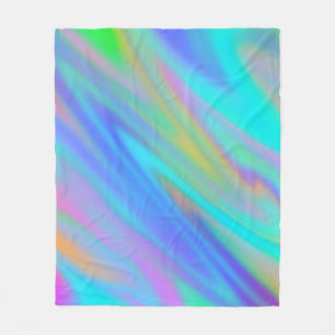Trendy luxury green blue purple faux holographic fleece blanket