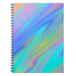 Trendy luxury green blue purple faux holographic notebook