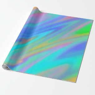 Trendy luxury green blue purple faux holographic wrapping paper