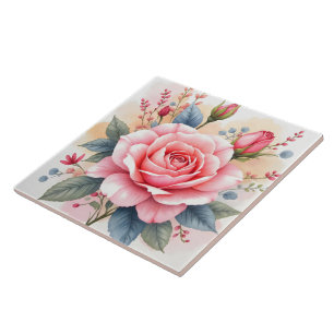 Trendy Luxury Pink Roses Beautiful Collection Tile
