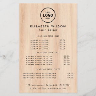 Trendy Luxury Salon Price List Template Flyer