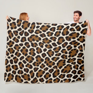 Trendy Luxury White Leopard Elegant Collection Fleece Blanket