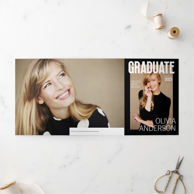 Trendy Magazine Cover Graduate Announcement (Outside)